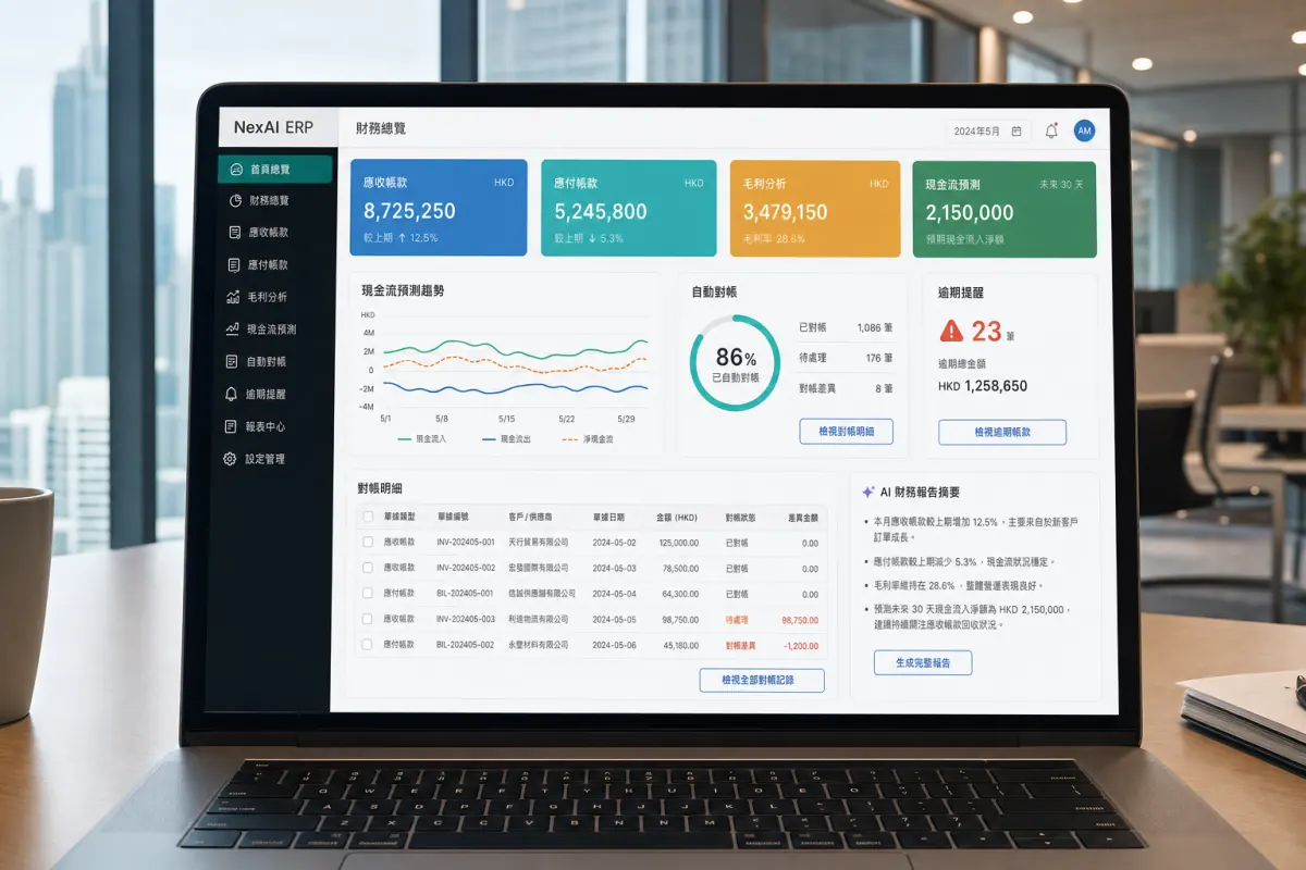 NexAI ERP 財務分析儀表板